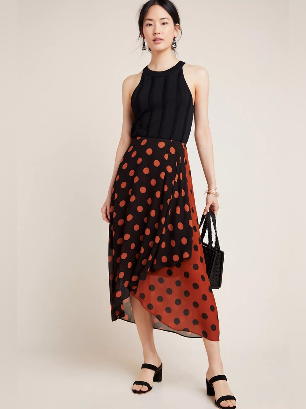 Anthropologie | Maeve Oksana midi skirt polka dot size large